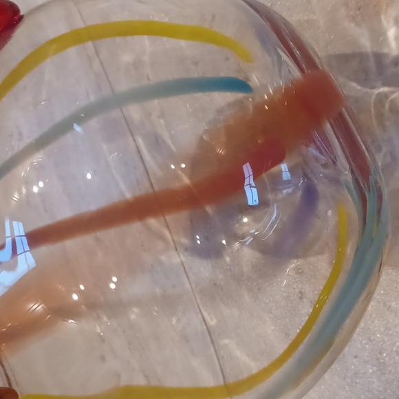 Pfaltzgraff Vintage Rainbow Swirl Handblown Glass Pitcher - Picture 5 of 6